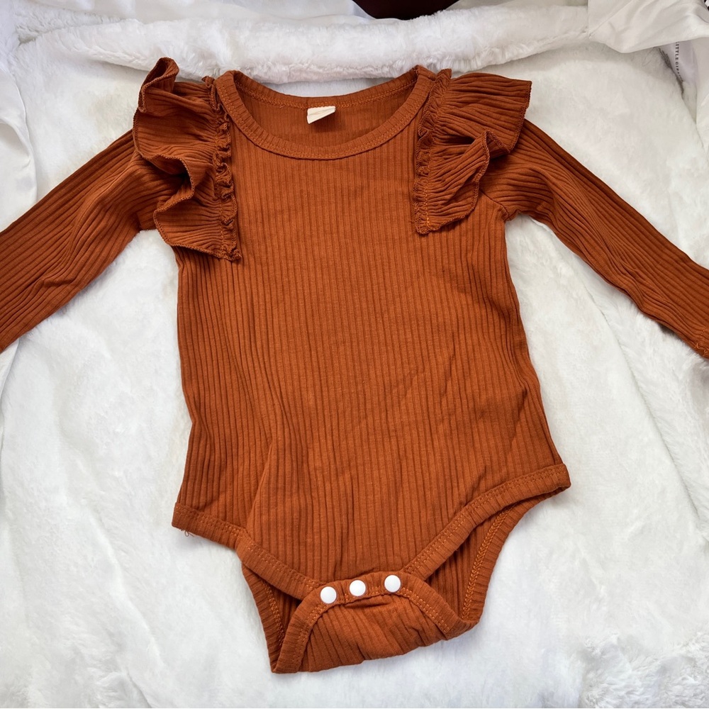 Ruffled Brown Kids One Piece